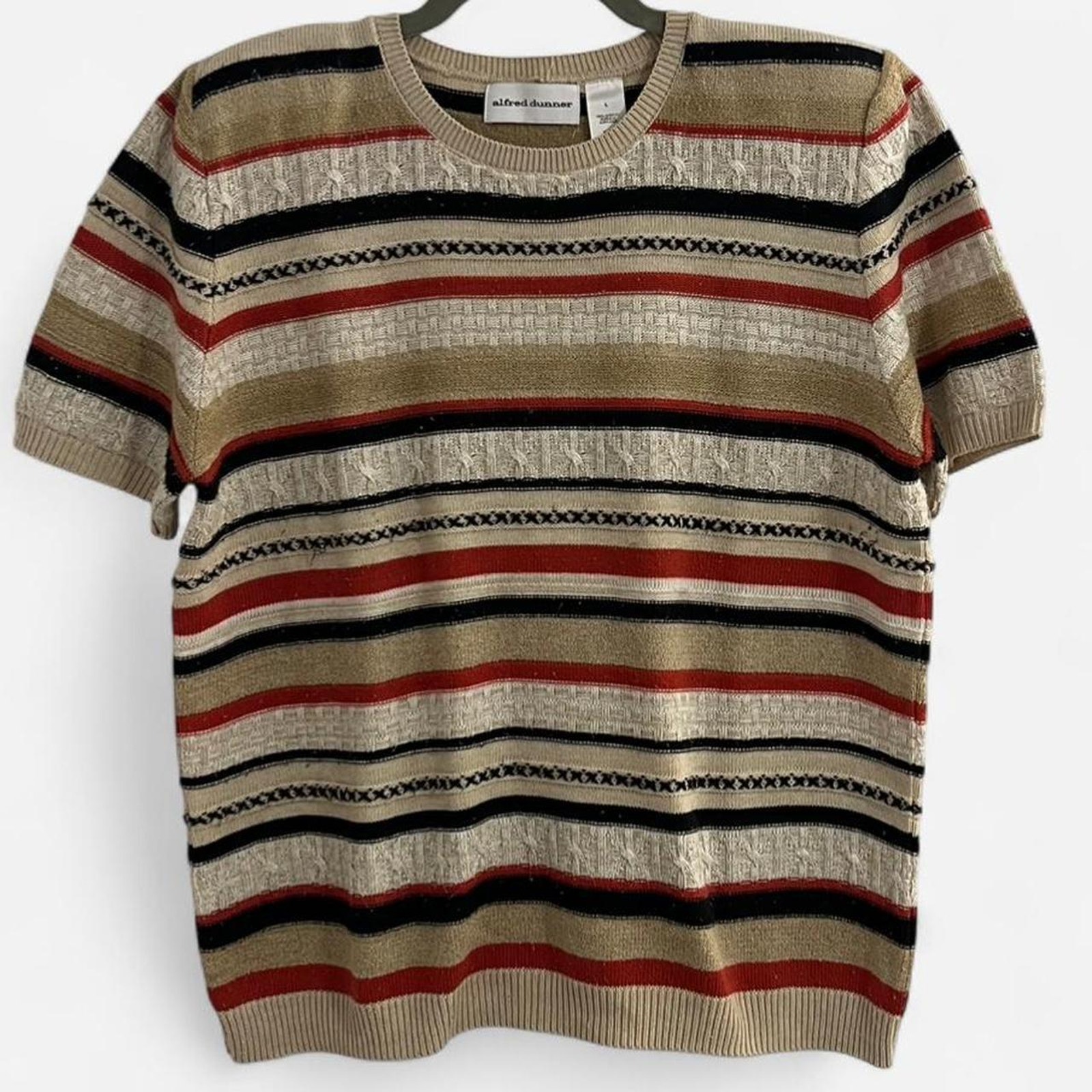 Alfred Dunner 90s Vintage Striped + Textured Sweater